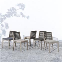 Cheryl Modern Black Cushion Woven Grey Teak Wood Outdoor Dining Side Chair|