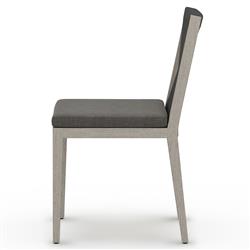 Cheryl Modern Black Cushion Woven Grey Teak Wood Outdoor Dining Side Chair|
