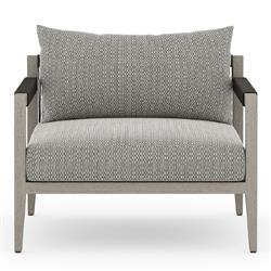 Cheryl Modern Dark Grey Cushion Teak Wood Outdoor Arm Chair|