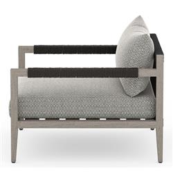 Cheryl Modern Dark Grey Cushion Teak Wood Outdoor Arm Chair|