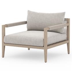 Cheryl Modern Light Grey Cushion Natural Teak Wood Outdoor Arm Chair|