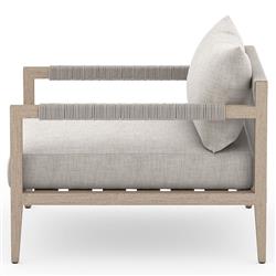Cheryl Modern Light Grey Cushion Natural Teak Wood Outdoor Arm Chair|