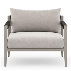 Cheryl Modern Light Grey Cushion Teak Wood Outdoor Arm Chair|