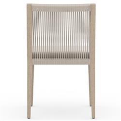 Cheryl Modern Light Grey Cushion Woven Natural Teak Wood Outdoor Dining Side Chair|