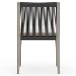 Cheryl Modern Light Grey Cushion Woven Teak Wood Outdoor Dining Side Chair|