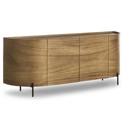 Khalil Rustic Lodge Light Brown Wood Bronze Iron Curved Sideboard|