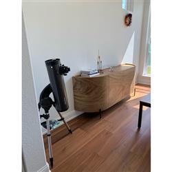 Khalil Rustic Lodge Light Brown Wood Bronze Iron Curved Sideboard|