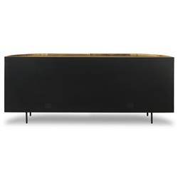 Khalil Rustic Lodge Light Brown Wood Bronze Iron Curved Sideboard|