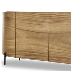 Khalil Rustic Lodge Light Brown Wood Bronze Iron Curved Sideboard|