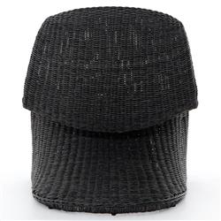 Ivanna Coastal Beach Black Woven Wicker Outdoor Lounge Chair|