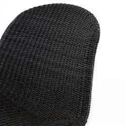 Ivanna Coastal Beach Black Woven Wicker Outdoor Lounge Chair|