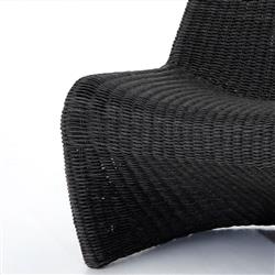 Ivanna Coastal Beach Black Woven Wicker Outdoor Lounge Chair|
