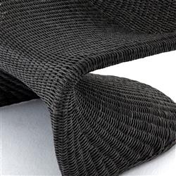 Ivanna Coastal Beach Black Woven Wicker Outdoor Lounge Chair|