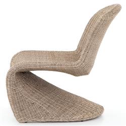 Ivanna Coastal Beach Beige Woven Wicker Outdoor Lounge Chair|