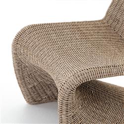 Ivanna Coastal Beach Beige Woven Wicker Outdoor Lounge Chair|