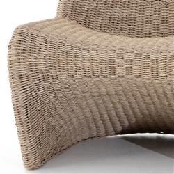 Ivanna Coastal Beach Beige Woven Wicker Outdoor Lounge Chair|