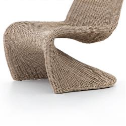 Ivanna Coastal Beach Beige Woven Wicker Outdoor Lounge Chair|