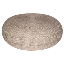 Airah Coastal Beach Round White Wash Woven Wicker Outdoor Coffee Table|