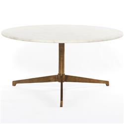 Parker Modern Classic White Marble Top Gold Aluminum Round Round Coffee Table|