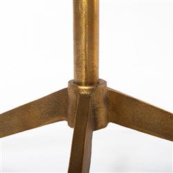 Parker Modern Classic White Marble Top Brass Aluminum Round Side End Table|