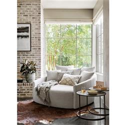 Louisa Modern Classic Off White Performance Round Sofa - 62"W|