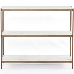 Kian Modern Classic White Marble Top Antique Gold Metal Console Table|