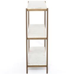 Kian Modern Classic White Marble Top Antique Gold Metal Console Table|