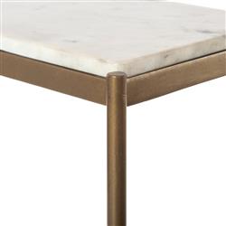 Kian Modern Classic White Marble Top Antique Gold Metal Console Table|