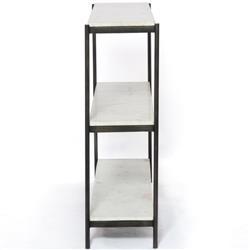 Kian Modern Classic White Marble Top Grey Metal Console Table|