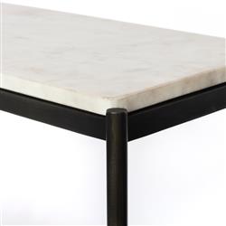 Kian Modern Classic White Marble Top Grey Metal Console Table|