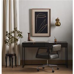 Madison Industrial Loft Dark Brown Carved Mango Wood Iron Desk|