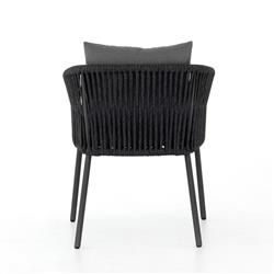 Porter Modern Classic Tall Grey Cushion Black Woven Metal Outdoor Dining Chair|