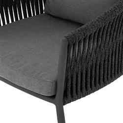 Porter Modern Classic Tall Grey Cushion Black Woven Metal Outdoor Dining Chair|