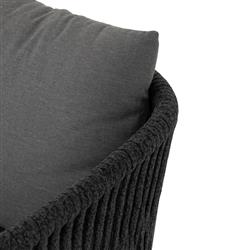 Porter Modern Classic Tall Grey Cushion Black Woven Metal Outdoor Dining Chair|