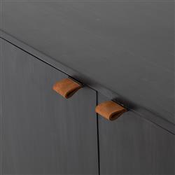 Theodore Industrial Black Wood Grey Iron 2 Drawer 2 Door Media Cabinet - 69"W|