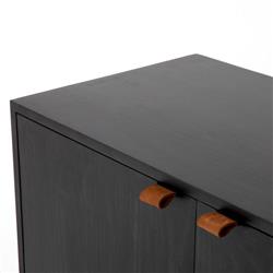 Theodore Industrial Loft Black Wood Grey Iron 3 Door 2 Drawer Sideboard|