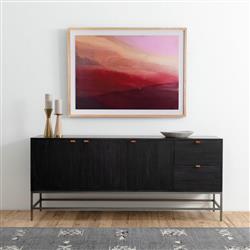 Theodore Industrial Loft Black Wood Grey Iron 3 Door 2 Drawer Sideboard|