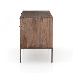 Theodore Industrial Loft Brown Wood Grey Iron 4 Drawer Filing Credenza|