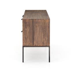 Theodore Industrial Brown Wood Grey Iron 2 Drawer 2 Door Media Cabinet - 69"W|