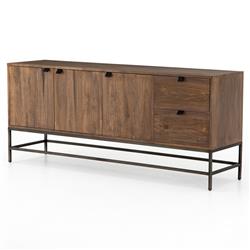 Theodore Industrial Loft Brown Wood Grey Iron 3 Door 2 Drawer Sideboard|