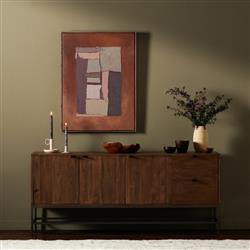 Theodore Industrial Loft Brown Wood Grey Iron 3 Door 2 Drawer Sideboard|