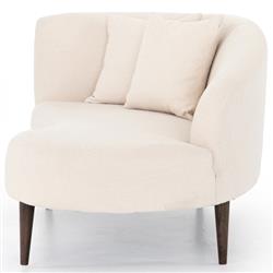 James Modern Classic Beige Performance Brown Oak Wood Chaise Lounge - Left Arm Facing|