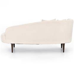 James Modern Classic Beige Performance Brown Oak Wood Chaise Lounge - Left Arm Facing|