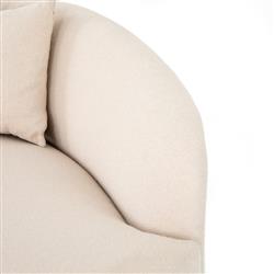 James Modern Classic Beige Performance Brown Oak Wood Chaise Lounge - Left Arm Facing|