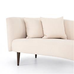 James Modern Classic Beige Performance Brown Oak Wood Chaise Lounge - Left Arm Facing|