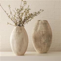 Novie French Country Rustic White Ceramic Textured Vase|