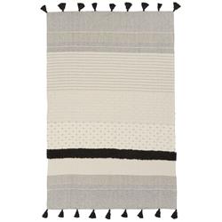 Sojourn Global Grey Patterned Ivory Cotton Throw Blanket|