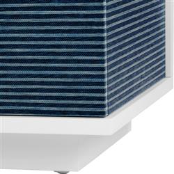 Cosmopolitan Modern Classic Blue Stripe Grasscloth Wood Sideboard|