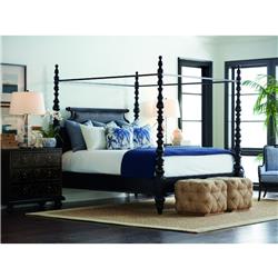 Sovereign French Country Dark Brown Turned Wood Canopy Bed - Queen|