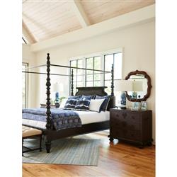Sovereign French Country Dark Brown Turned Wood Canopy Bed - Queen|
